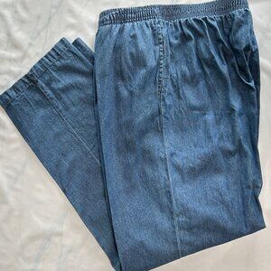 DRAPER'S & DAMON'S Light Chambray Denim Pull-On Pants MINT Condit SZ XL Cotton